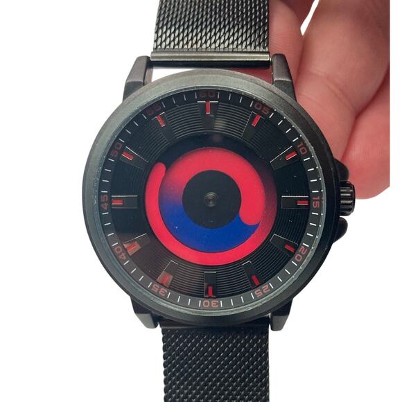 Modern Novelty Movement Watch w/ Adjustable Mesh Band Working Hour Minute Circle - Picture 1 of 8